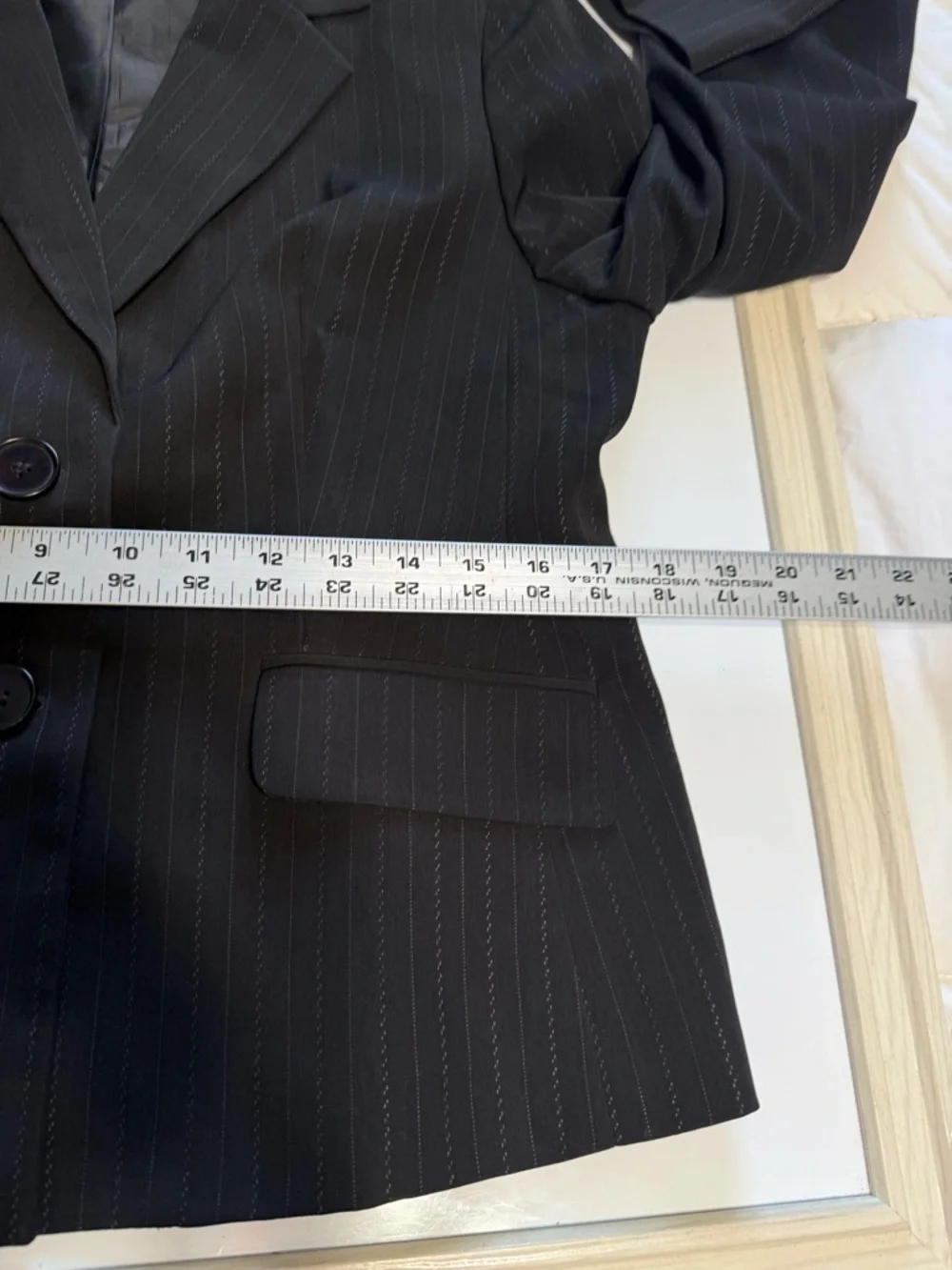 Kasper Black Pinstripe Two-Button Blazer Jacket Sz 10P
